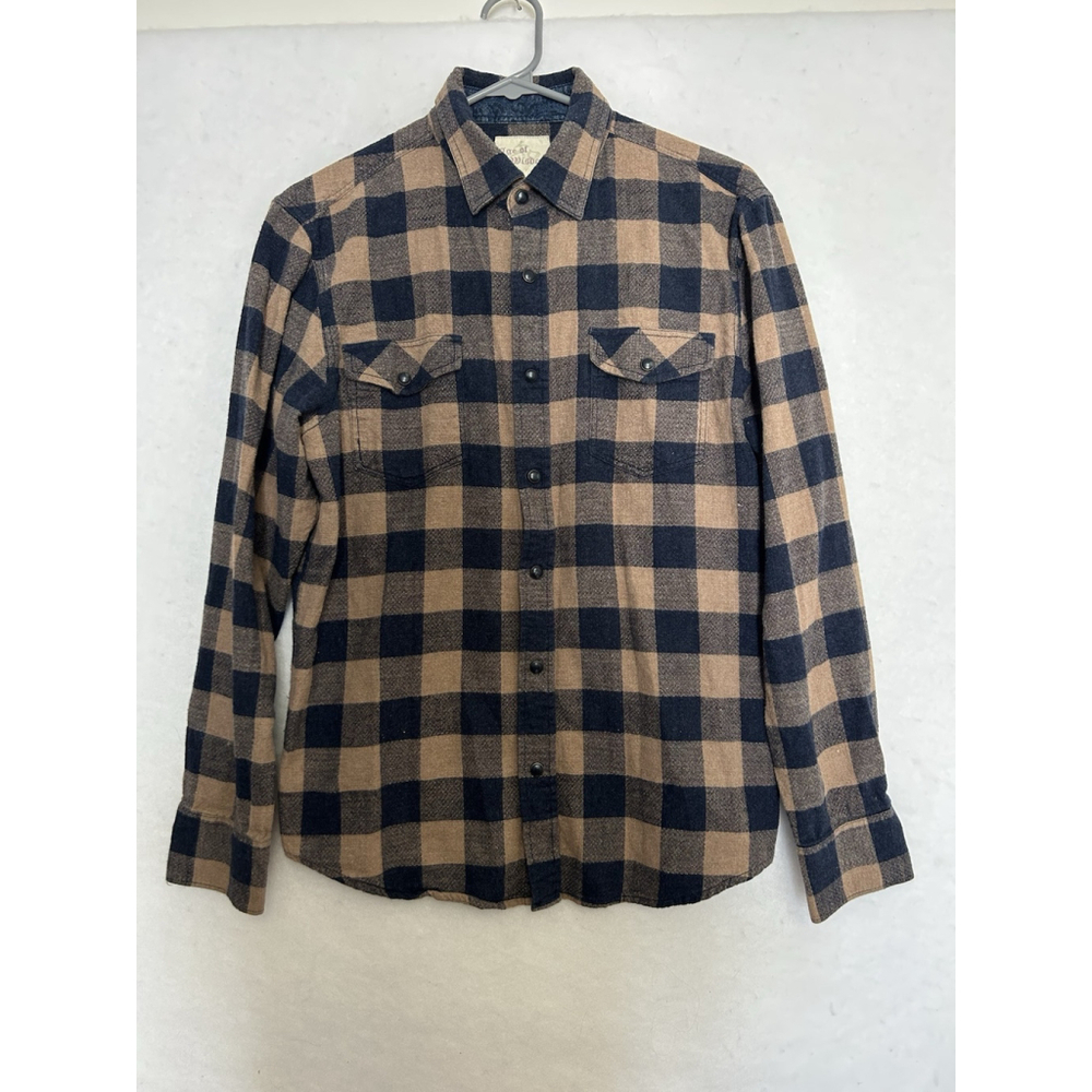 Age Of Wisdom 100% Cotton Plaid Snap Button Up Shirt Women's Medium Cozycore